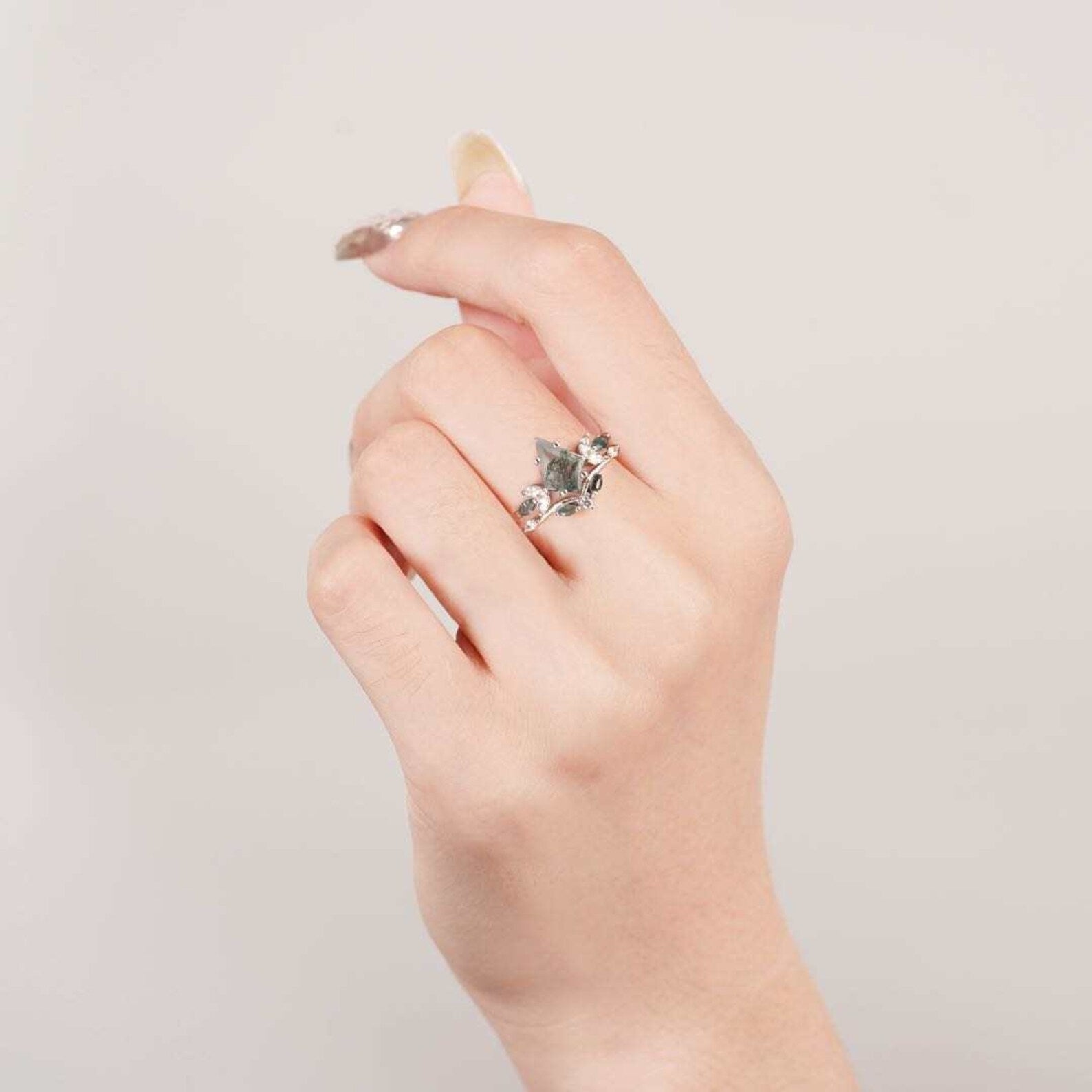 Sarah Moss Agate Quartz Ring Set Sterling Silver