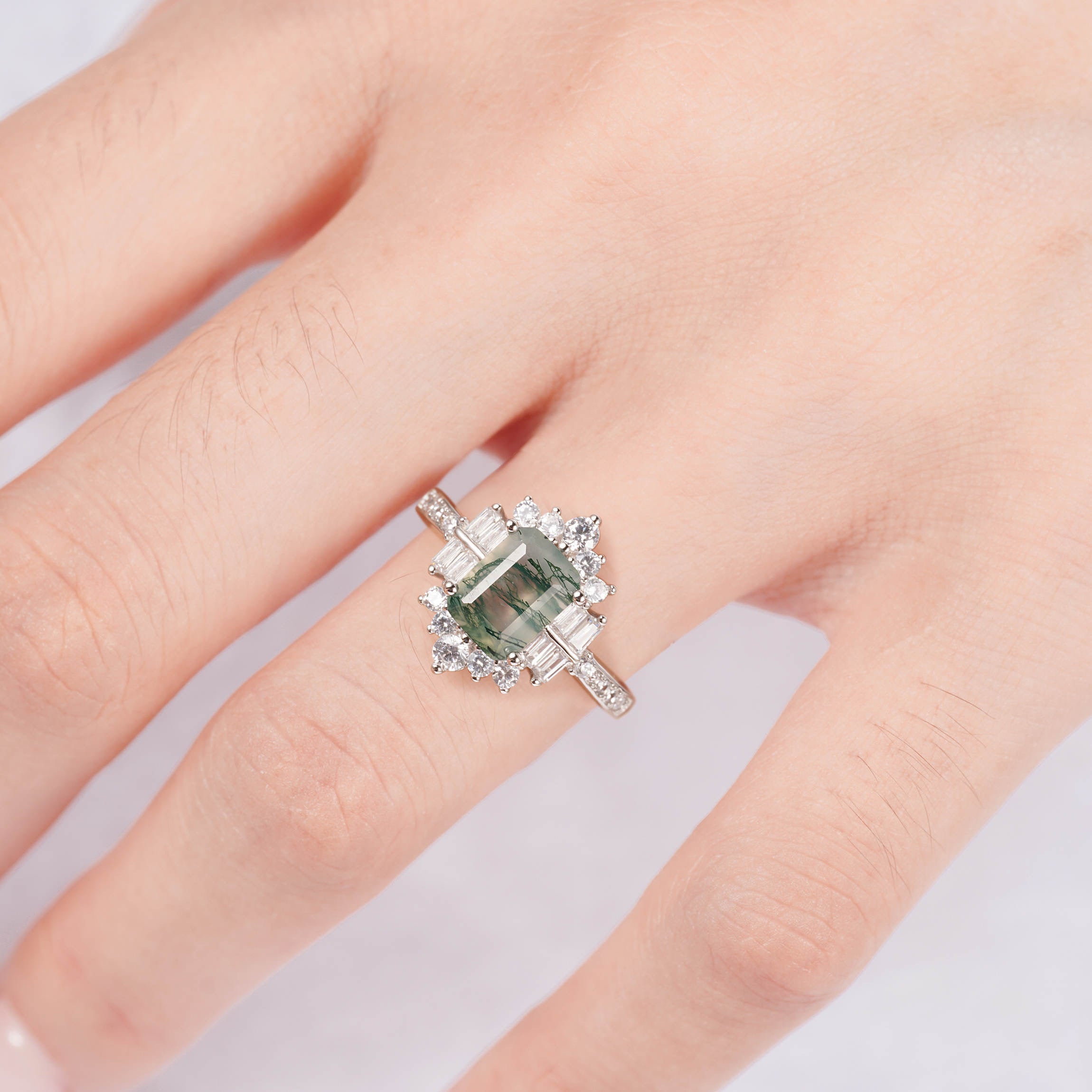 Sea Green Moss Agate Ring