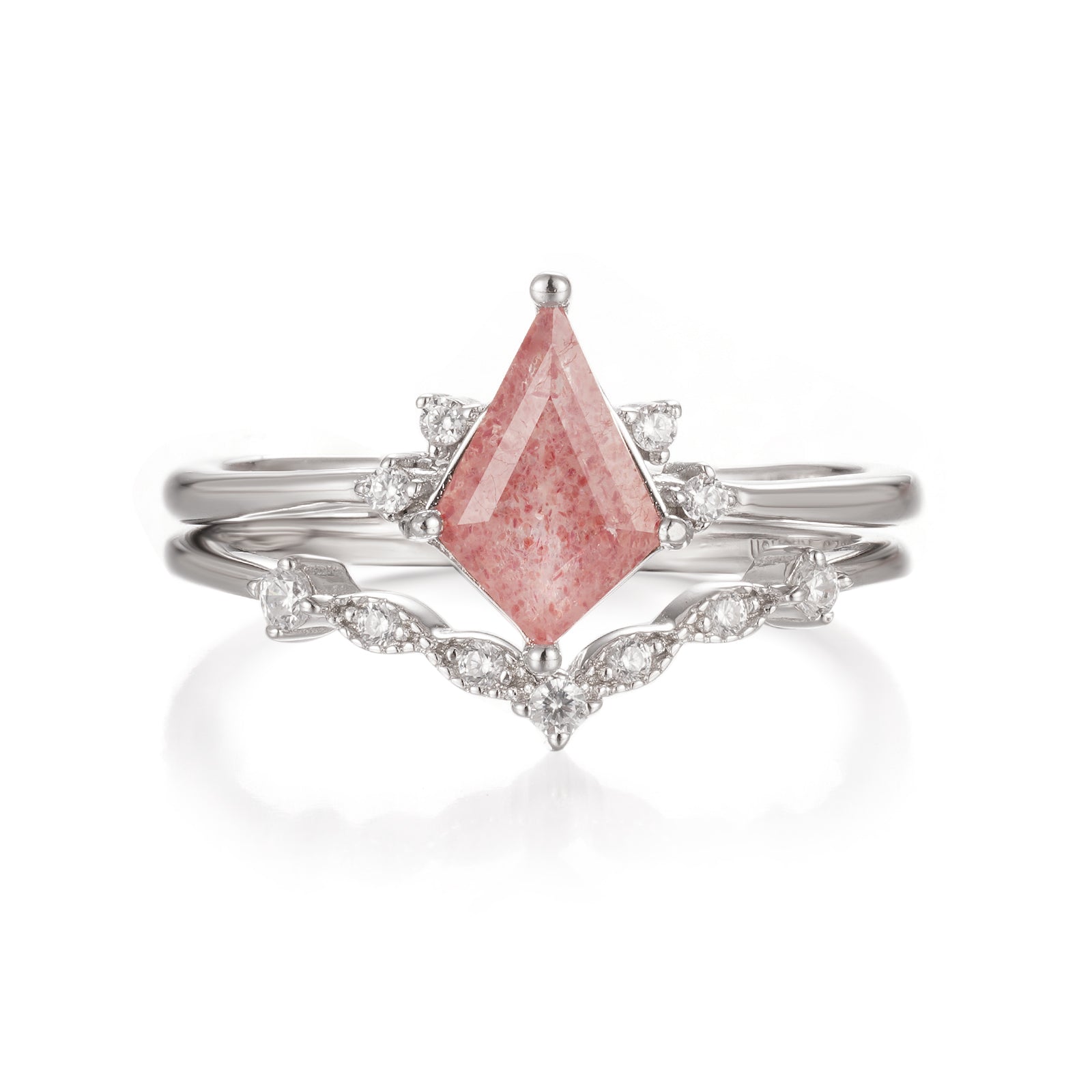 Qai Kite Strawberry Quartz Ring Set