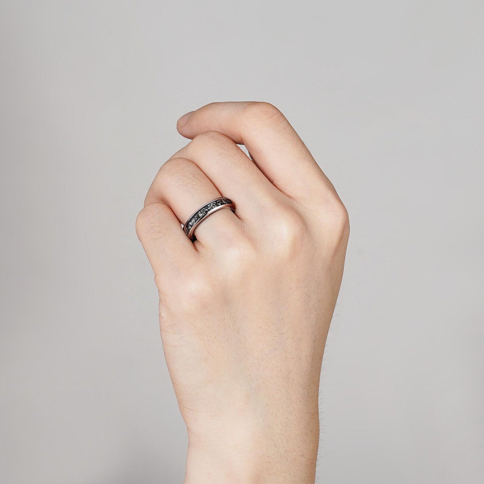 Jonah Salt and Pepper Diamond Band 4mm