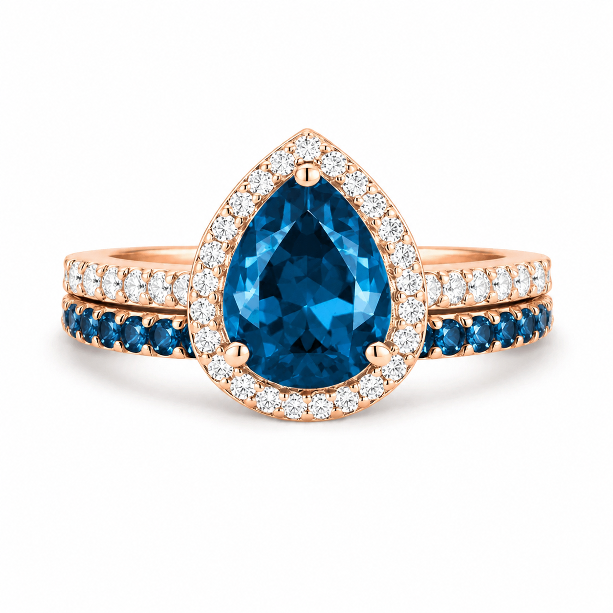 Nia & Esi London Blue Topaz Ring Set