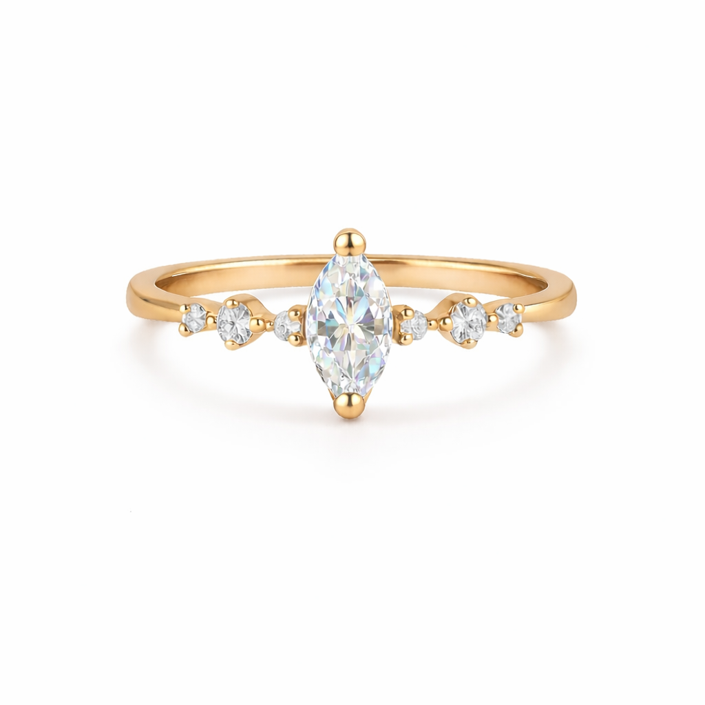 Ava Crystal Ring Gold