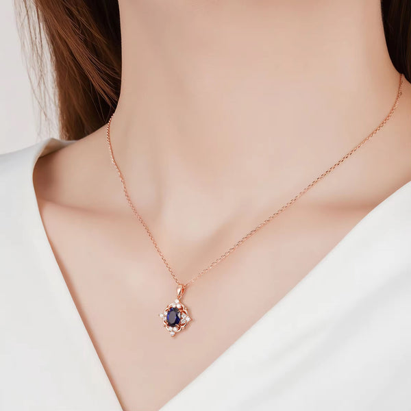 Fia Sapphire Necklace Rose Gold