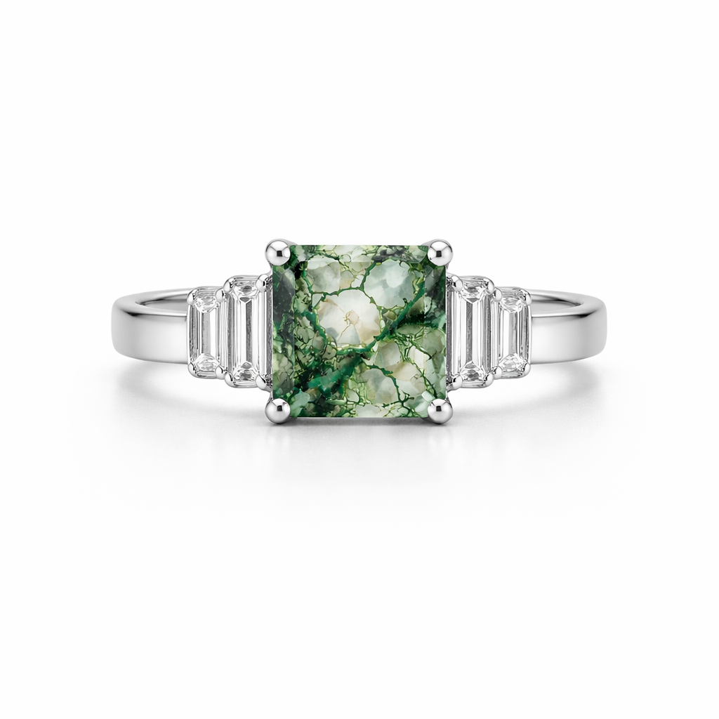 Dani Moss Agate Quartz Ring Sterling Silver