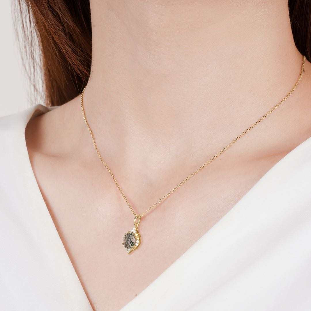 Brya Moss Agate Necklace Sterling Silver