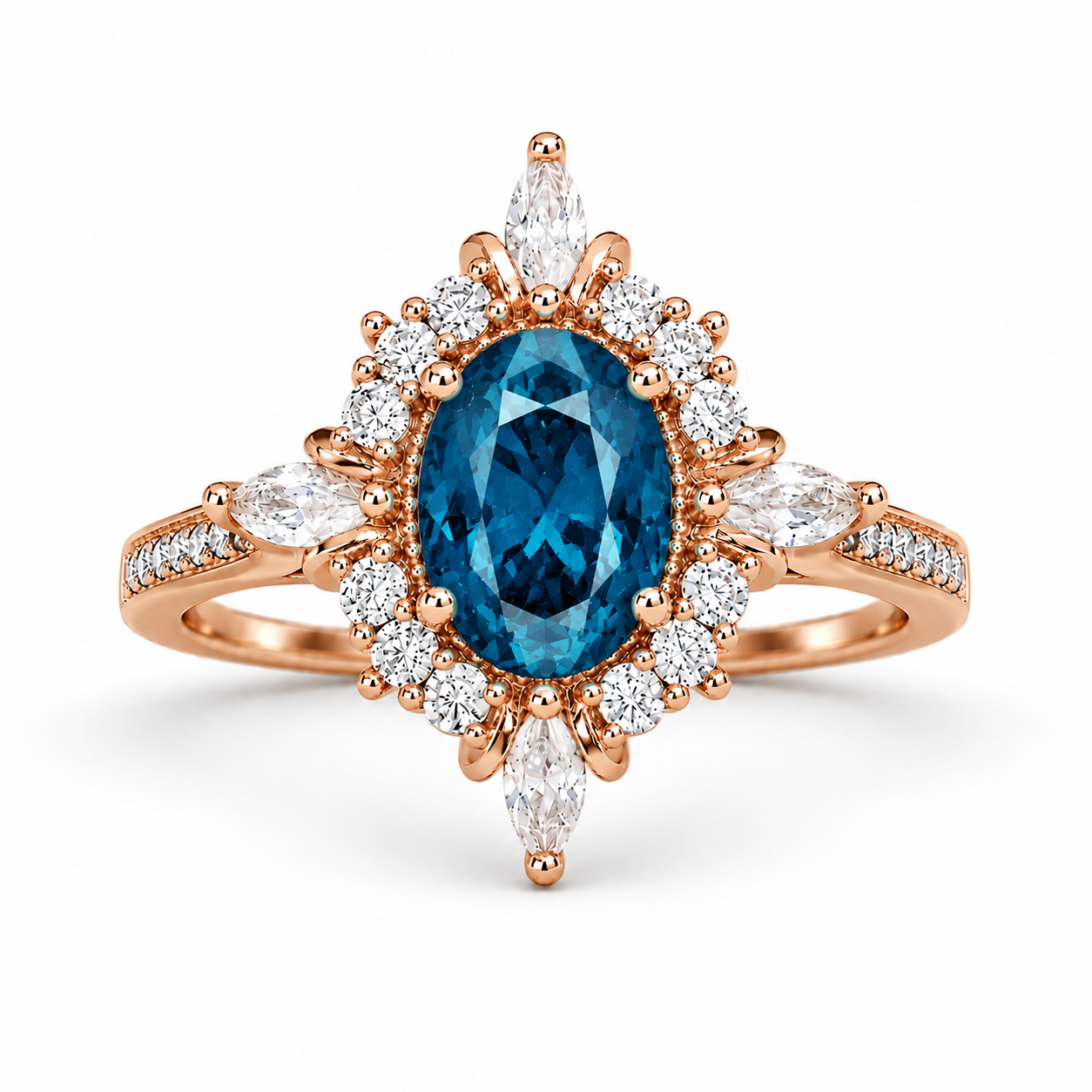 Mia London Blue Topaz Ring Rose Gold