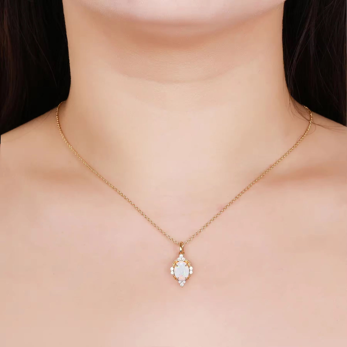 Brya Fire Opal Necklace Rose Gold