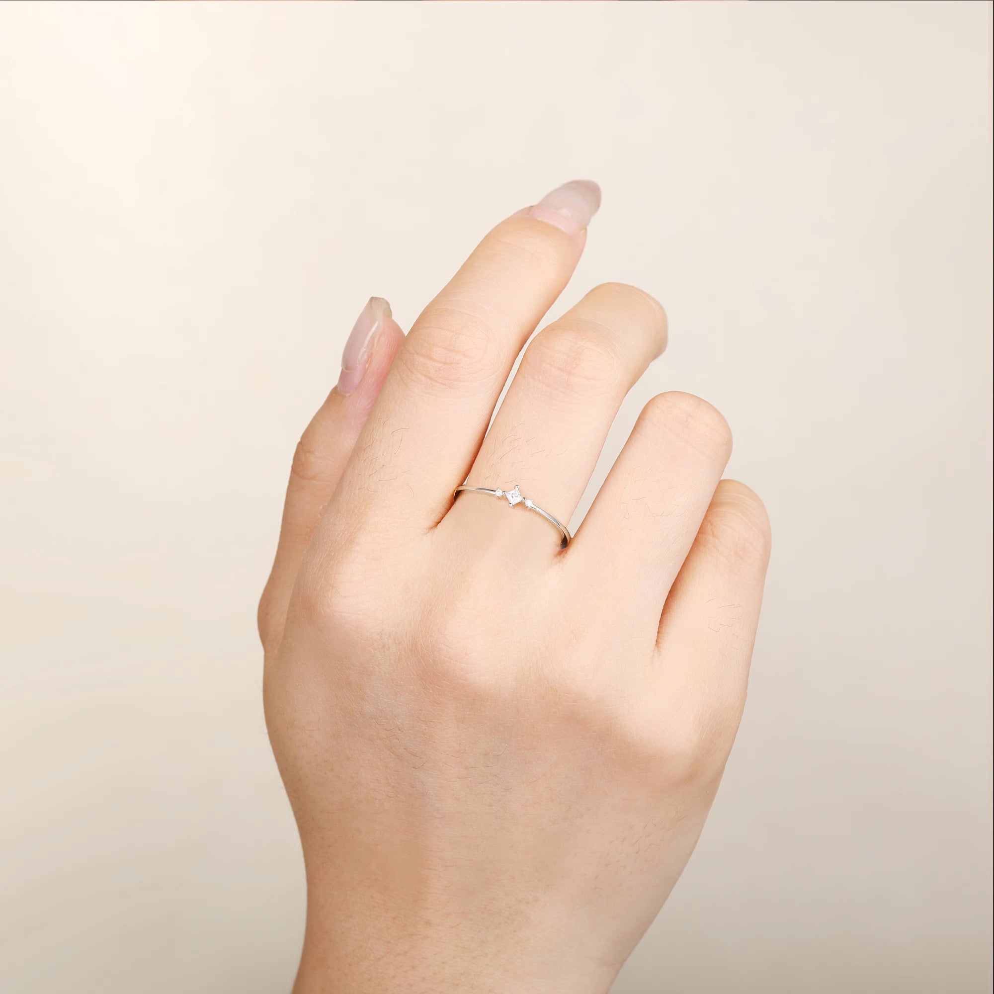 Koi Moissanite Dainty Ring Sterling Silver