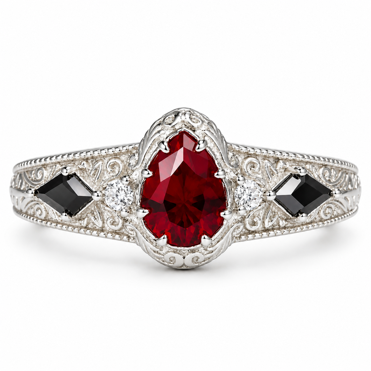 Carmilla Ruby & Moissanite Black Onyx Ring