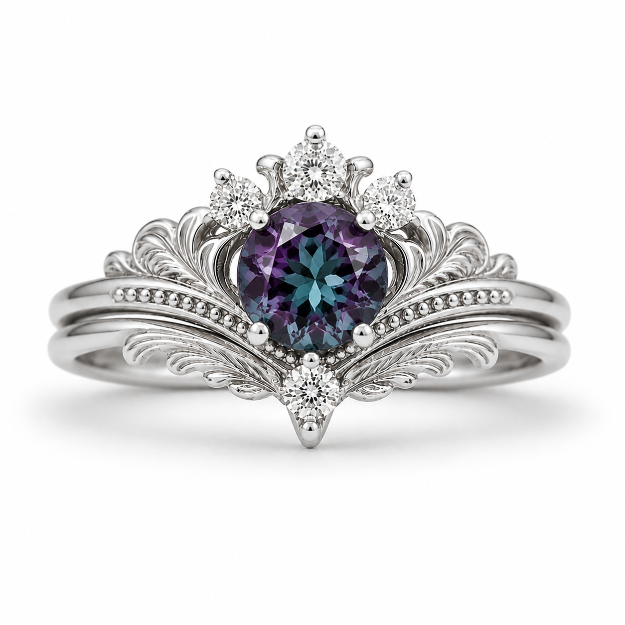 Ashla Alexandrite Ring Set Sterling Silver
