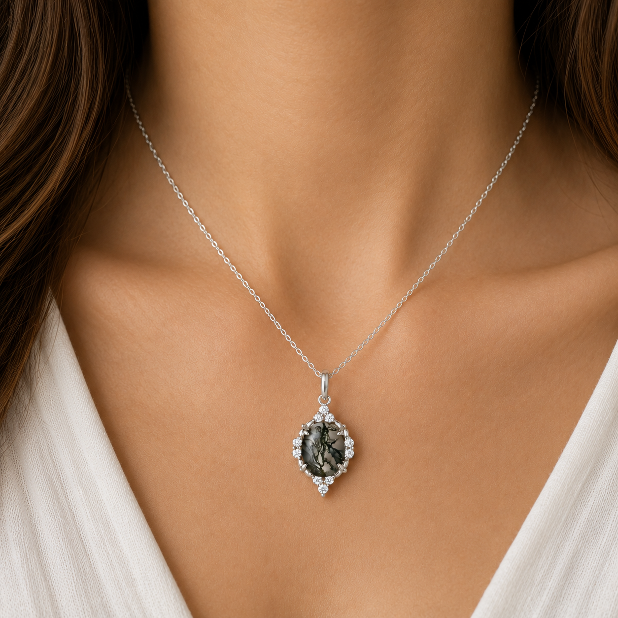 Brya Fire Opal Necklace Sterling Silver