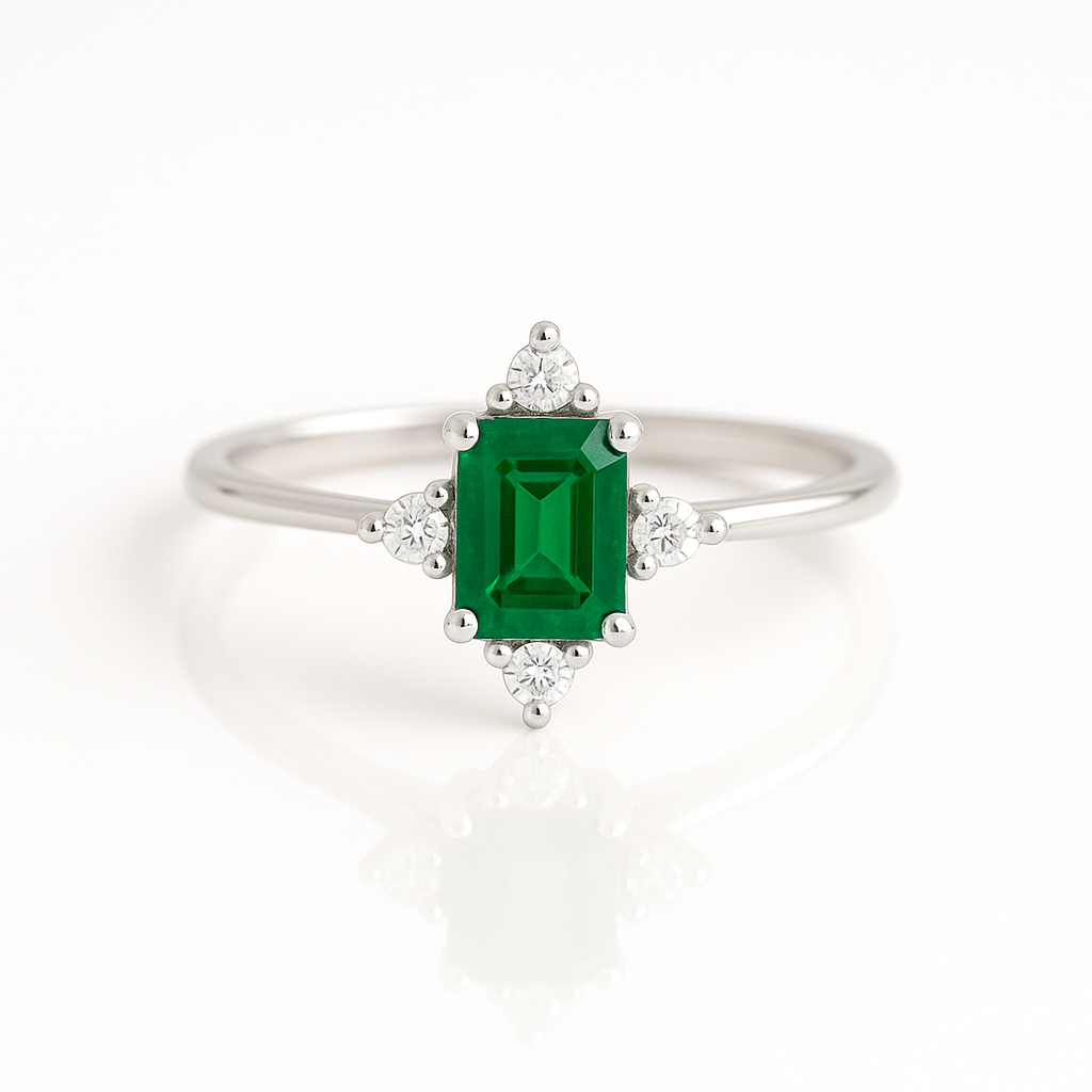 Sia Emerald Ring Sterling Silver