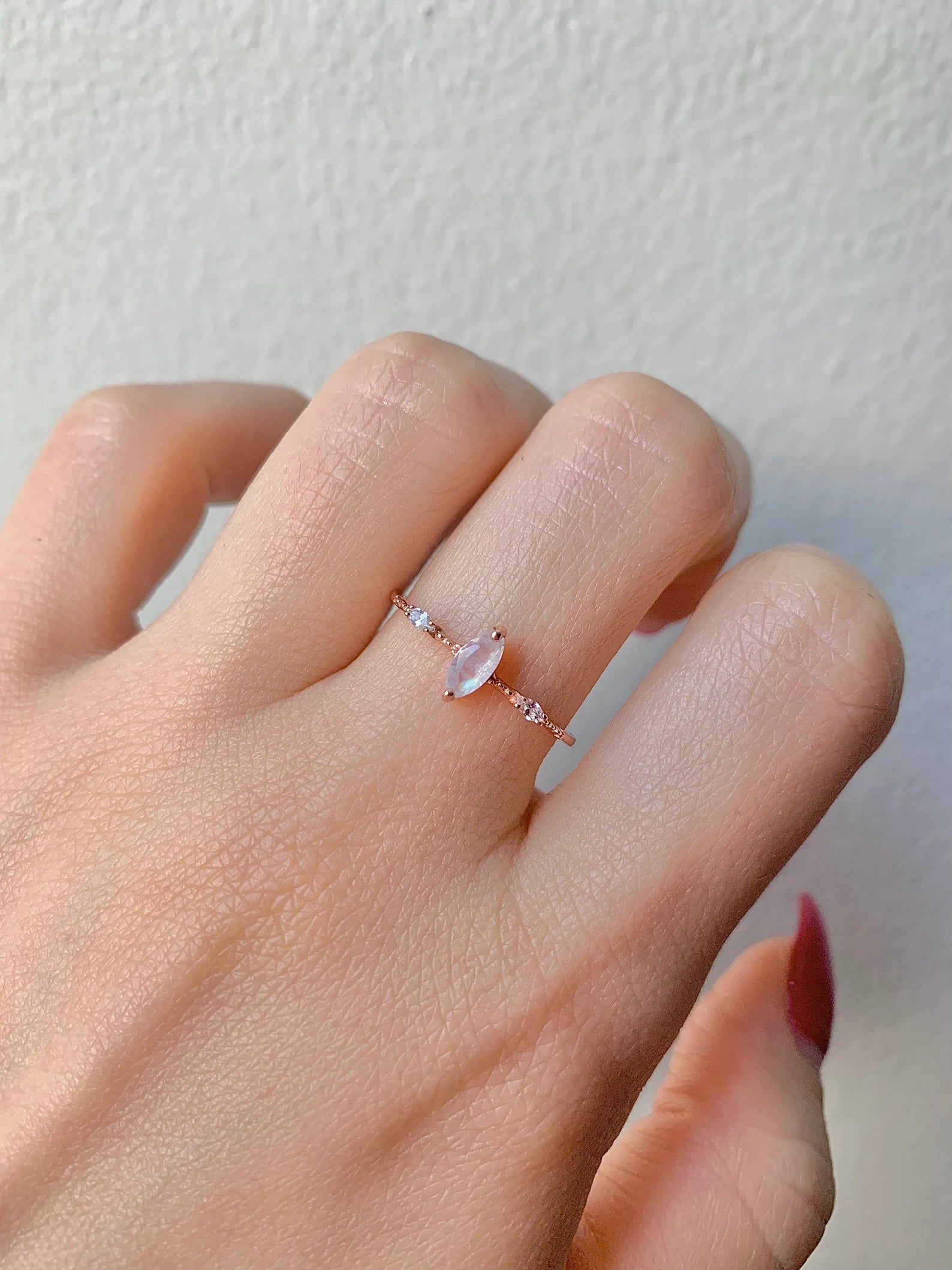 Aya Moonstone Ring Rose Gold