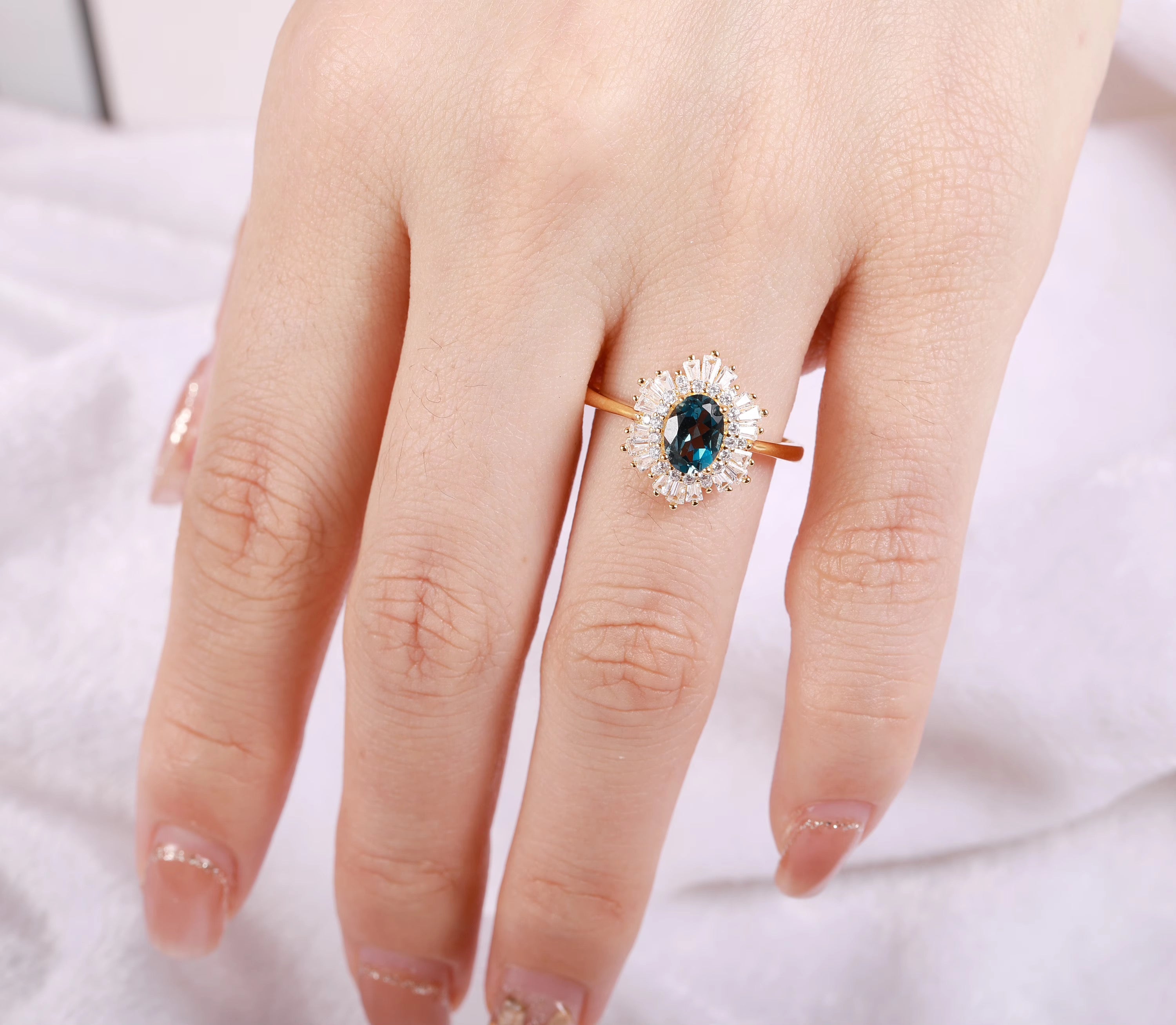 Ara London Blue Topaz Ring Gold