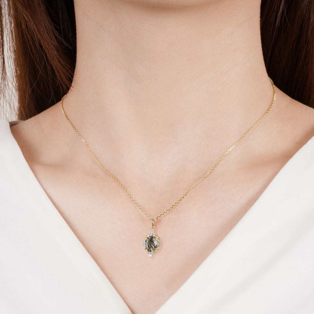 Brya Moss Agate Necklace Sterling Silver
