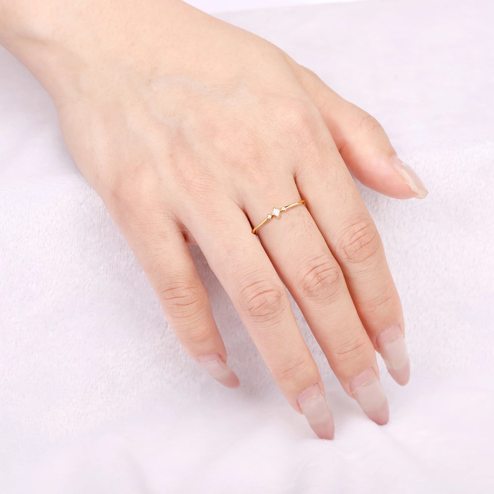 Koi Moissanite Dainty Ring Rose Gold