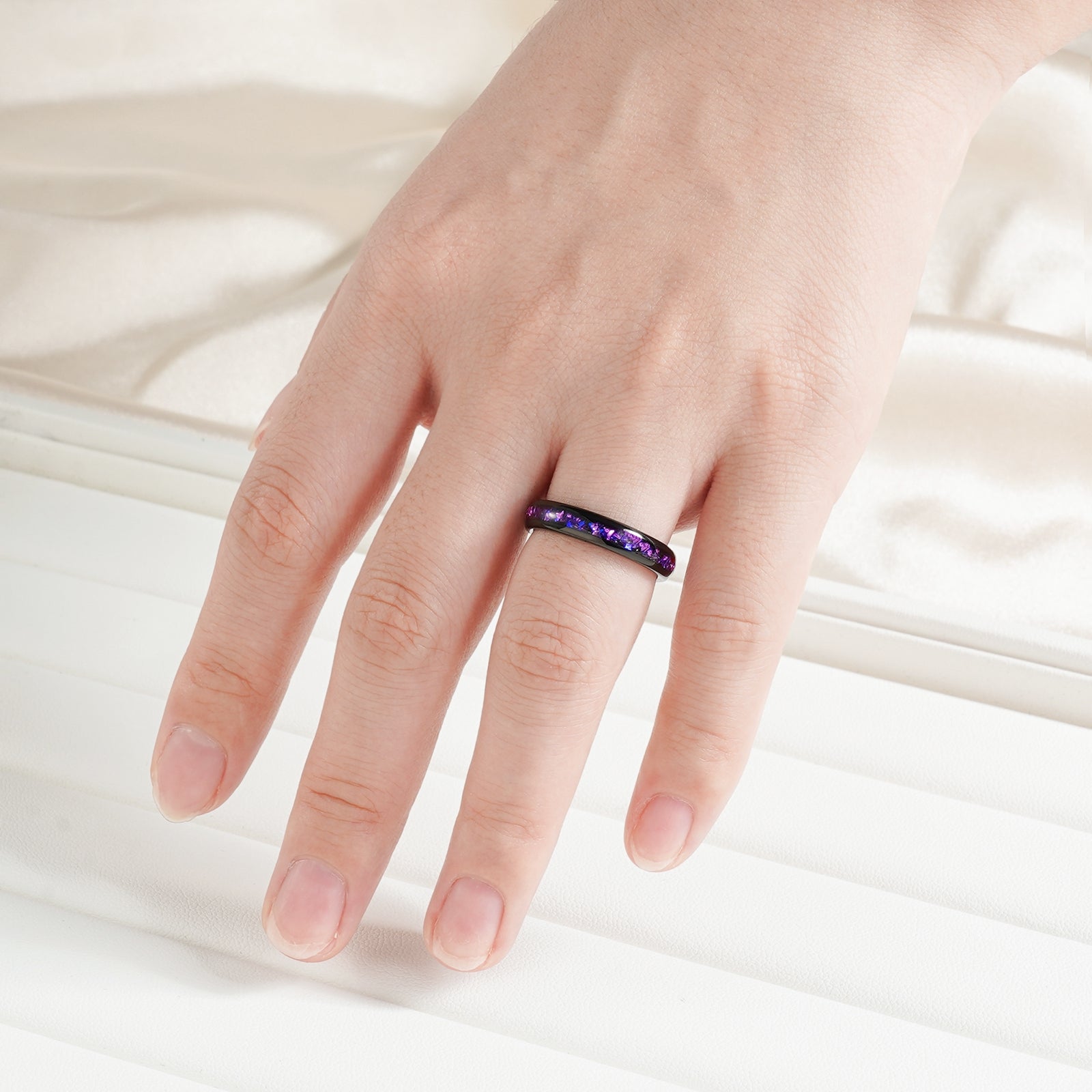 Esme Starry Night Nebula Ring with alexandrite inlay