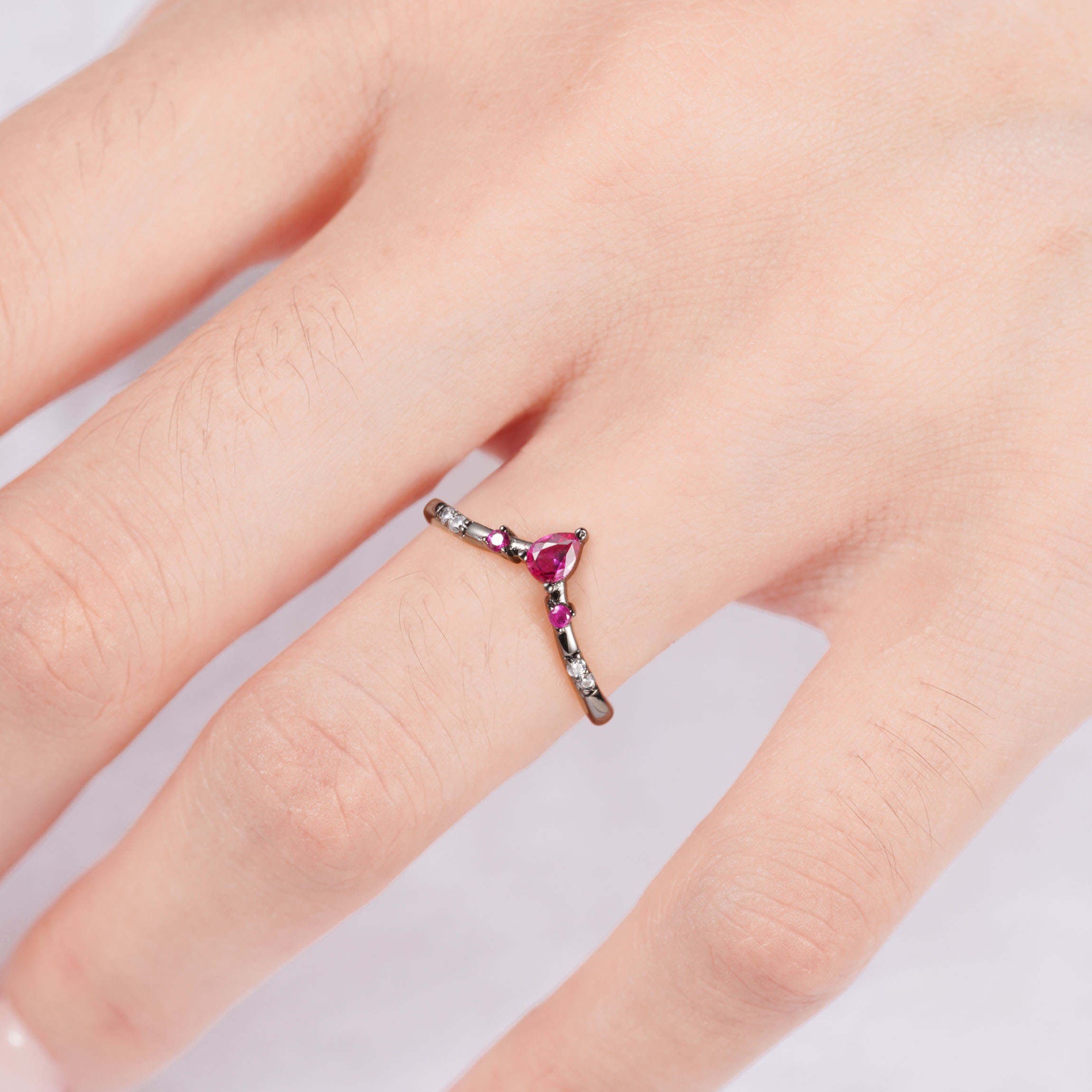 Mesa Pink Sapphire and Black Gold Vermeil Ring