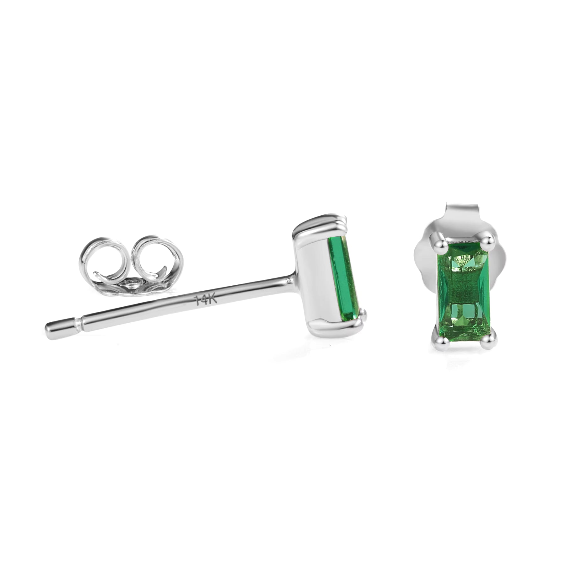 Pia 14k White Gold Emerald Earrings