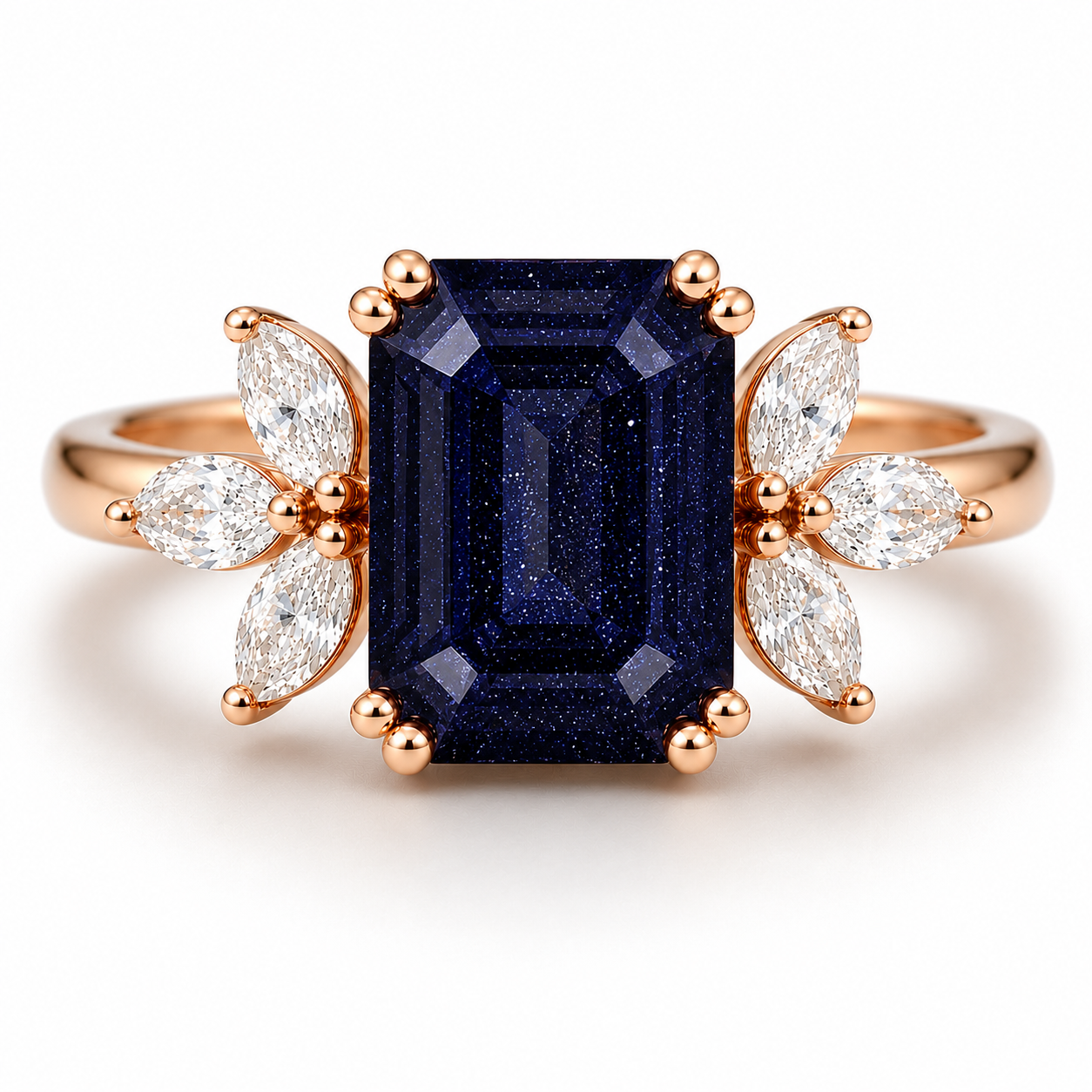 Ivy Blue Sandstone Ring Rose Gold