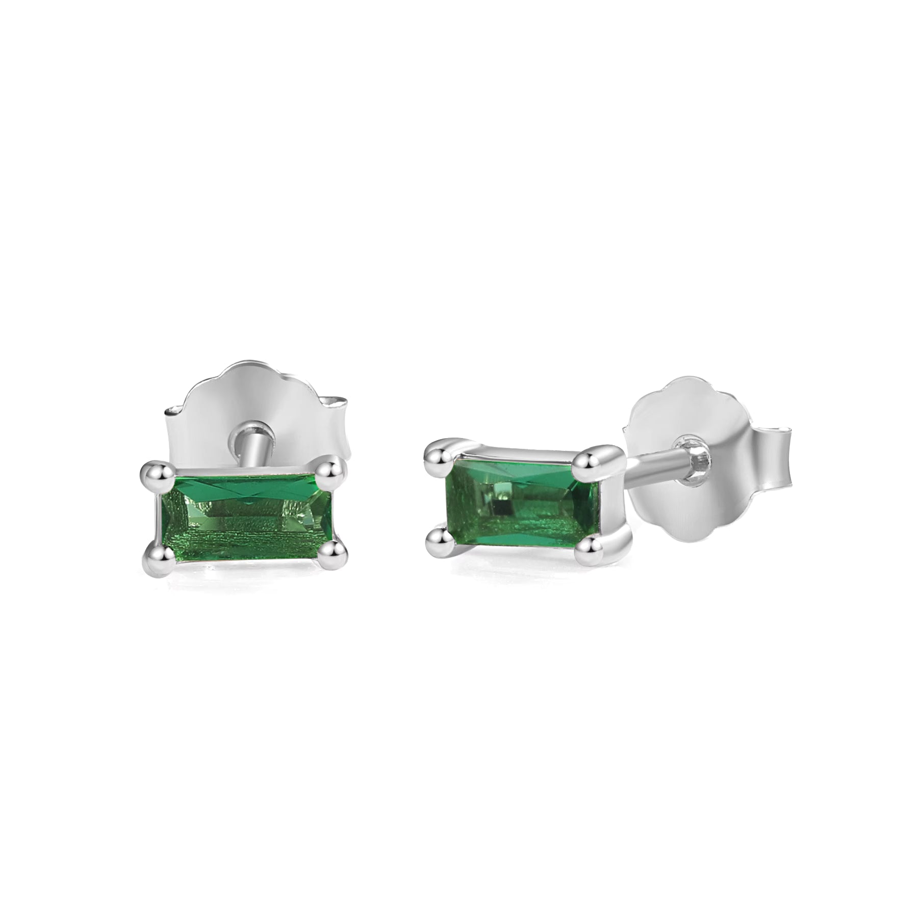 Pia 14k White Gold Emerald Earrings