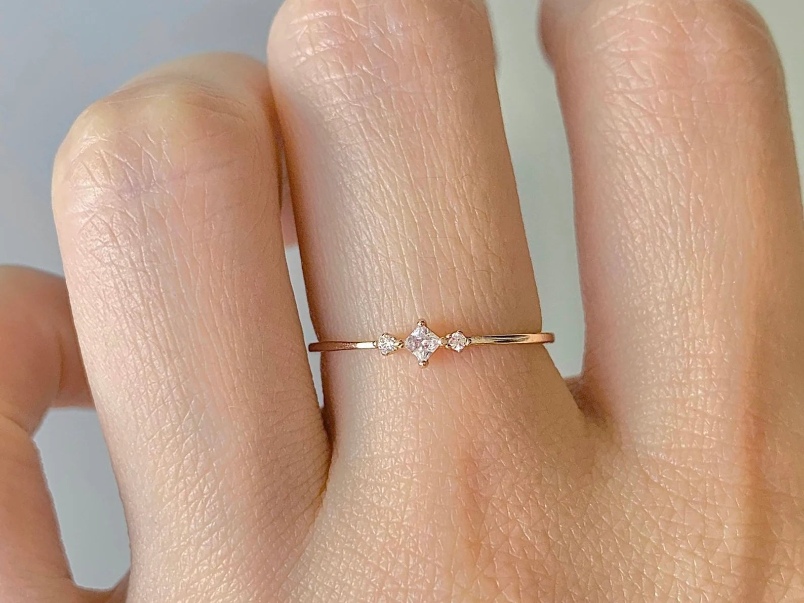 Moissanite wedding band in rose gold, gold filled, silver