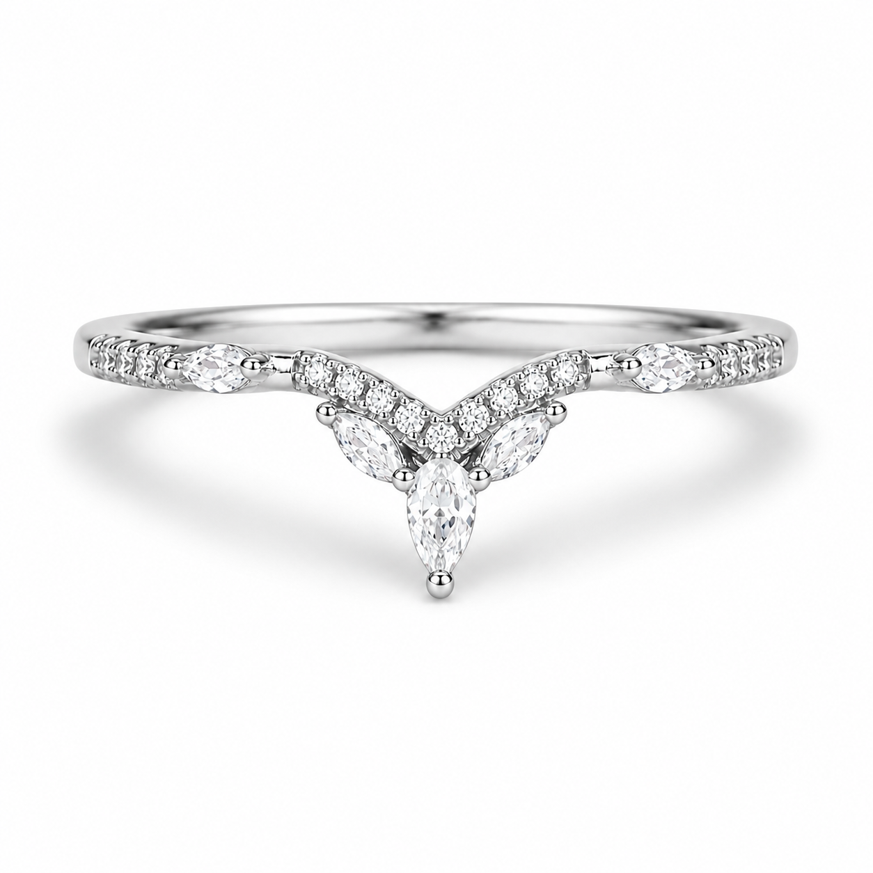 Hansi Curved Gemstone Stacking Band Rose Gold