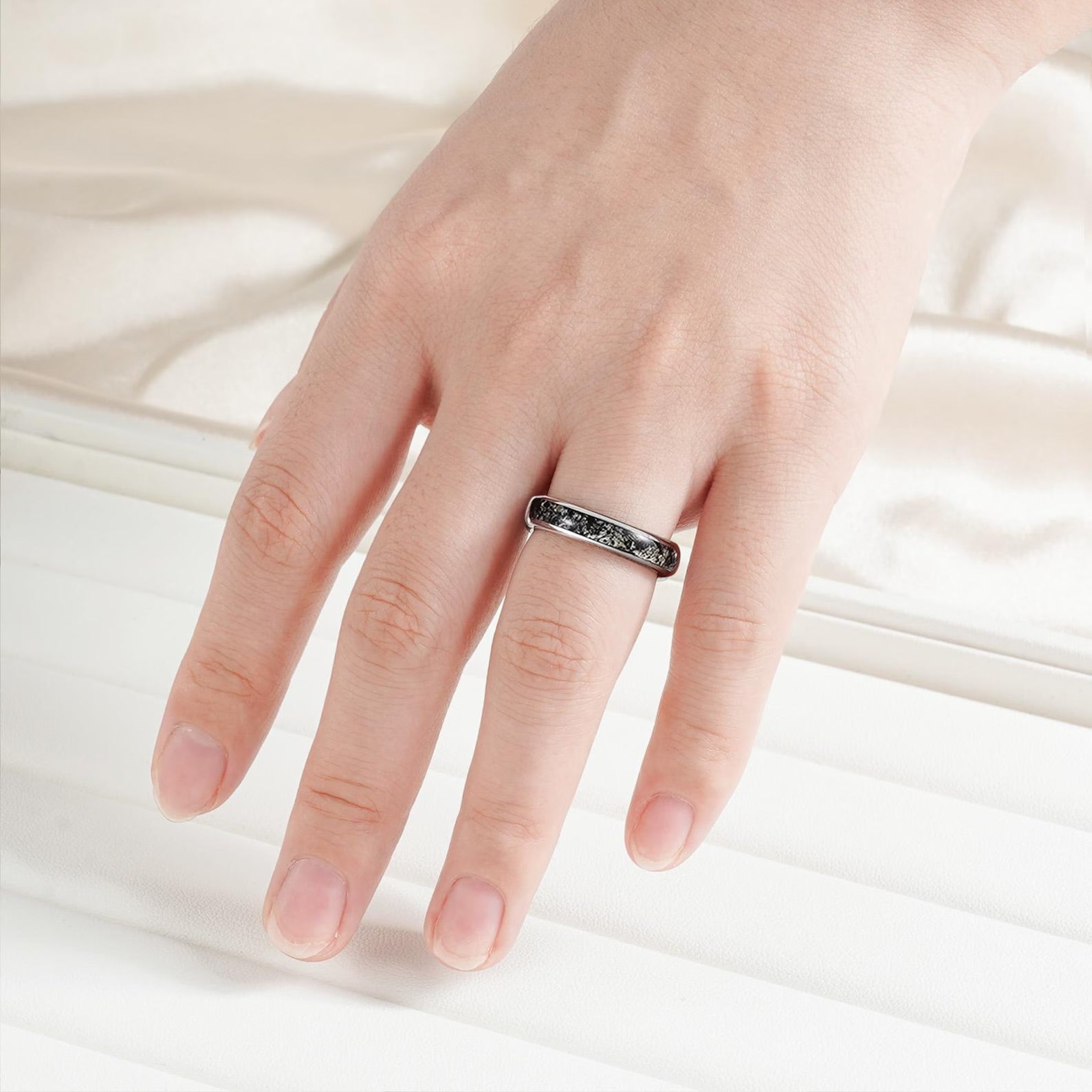 Jonah Salt and Pepper Diamond Band 4mm