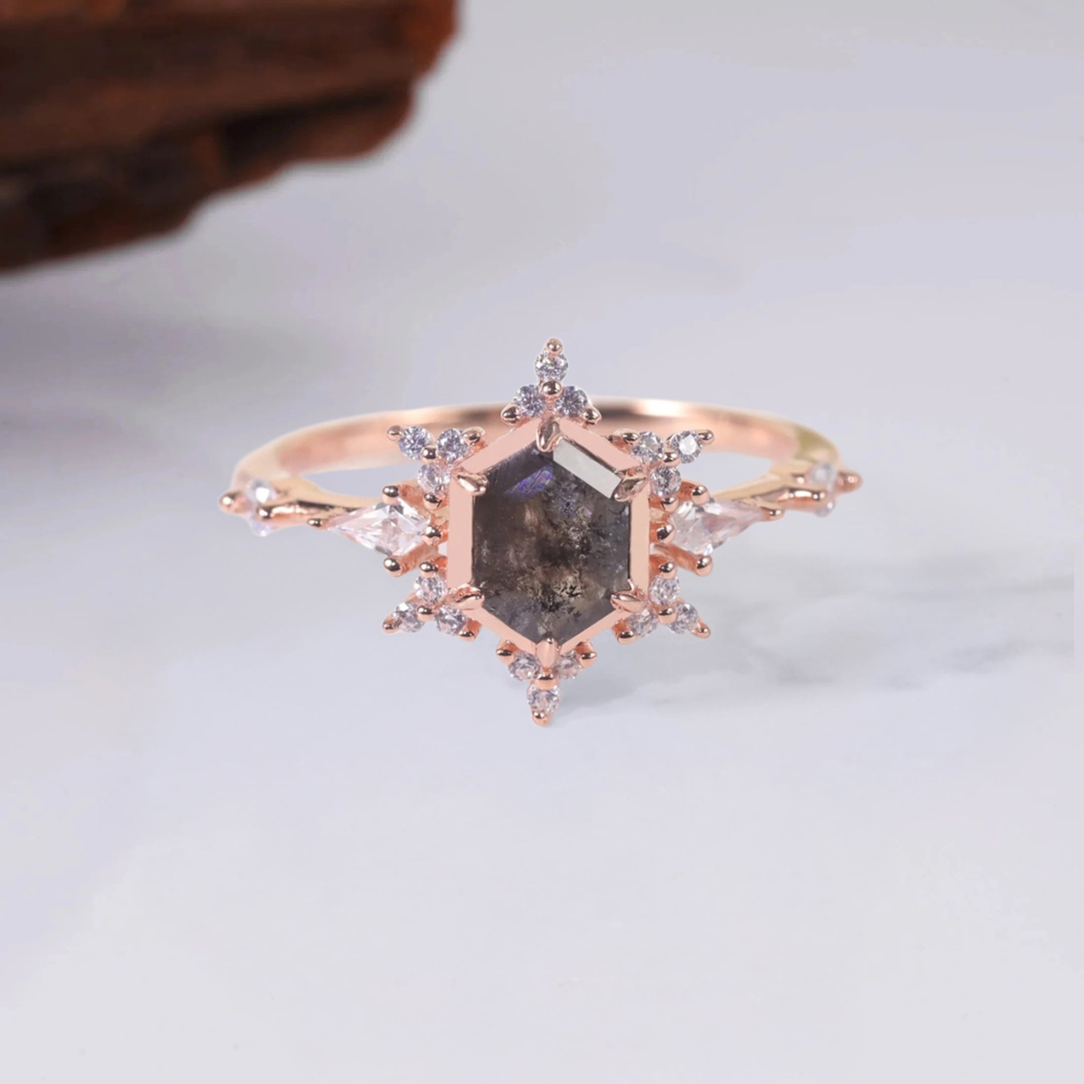 Mandy Galaxy Raw Salt and Pepper Diamond Ring