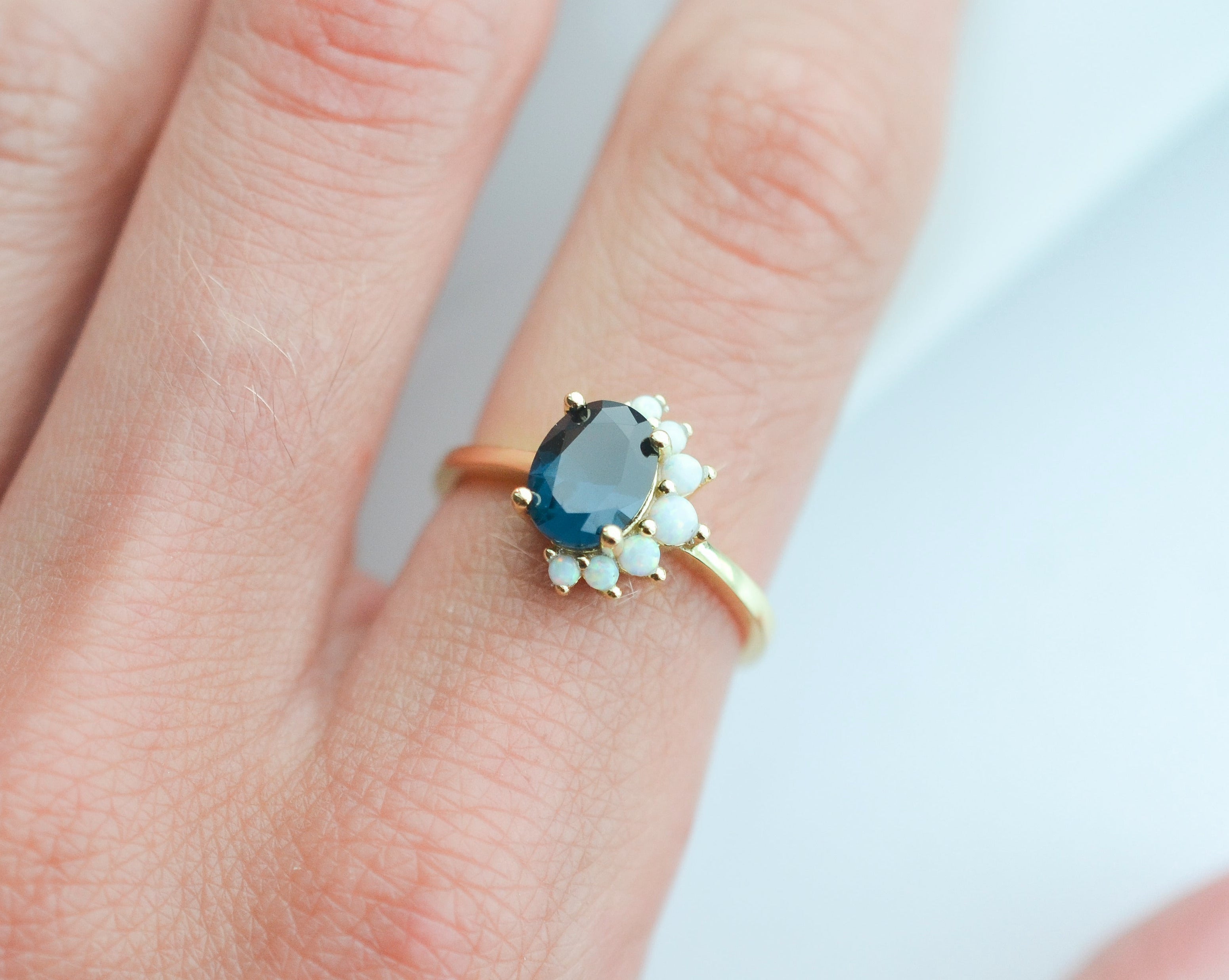 Ari London Blue Topaz & Opal Ring with gemstone accents