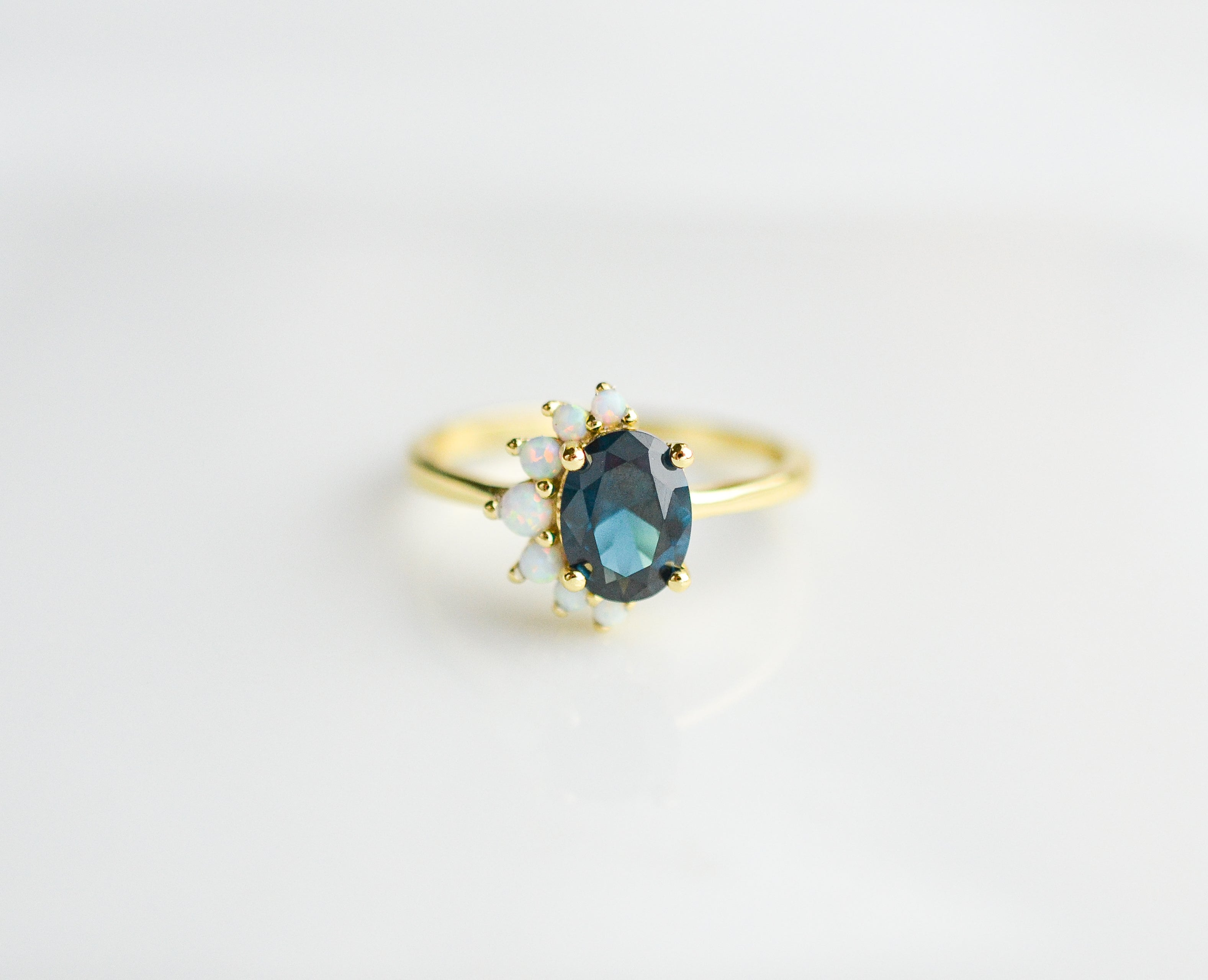Ari London Blue Topaz & Opal Ring with gemstone accents