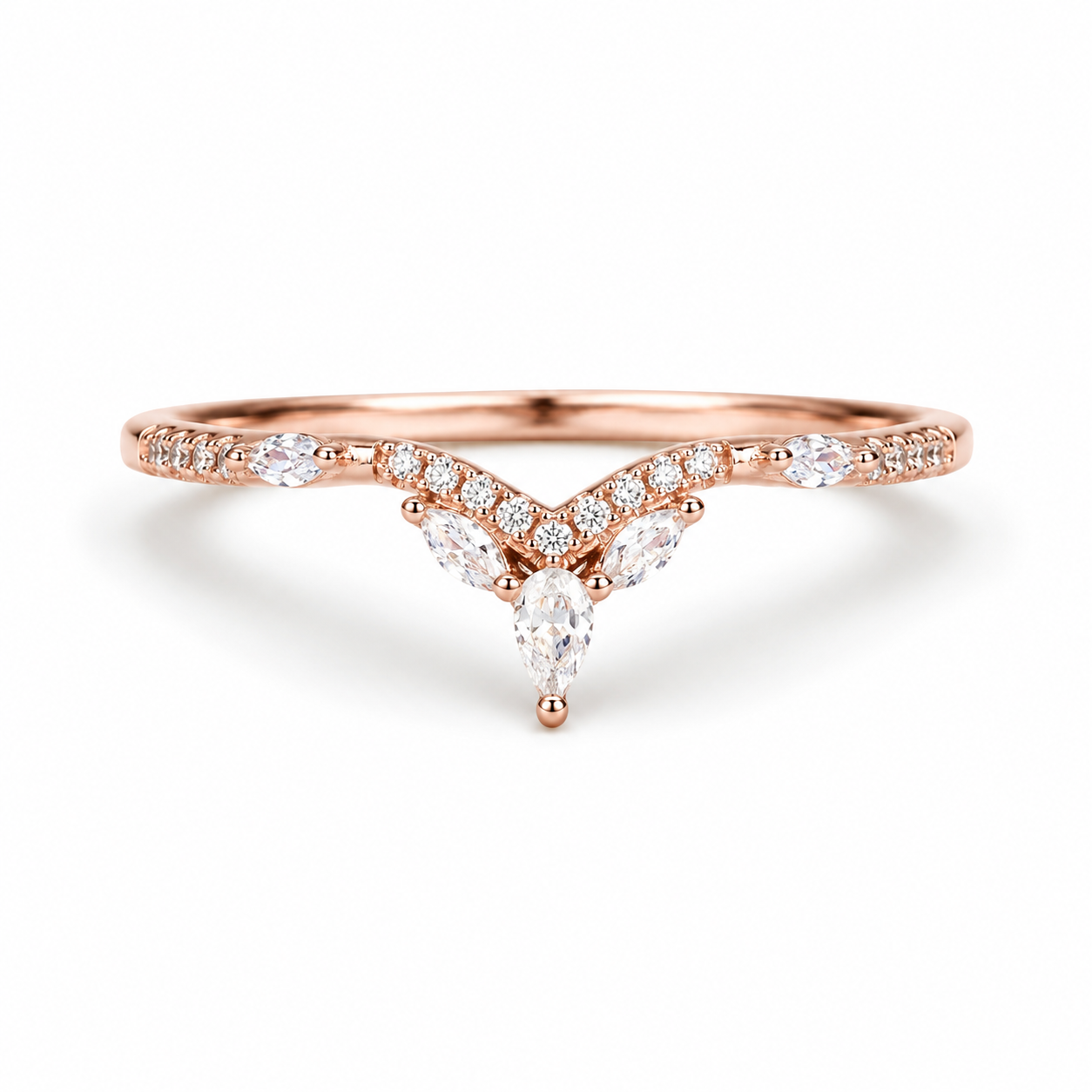 Hansi Curved Gemstone Stacking Band Rose Gold