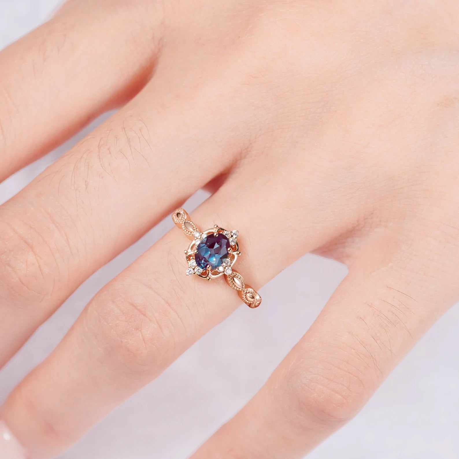 Fia Alexandrite Ring Rose Gold