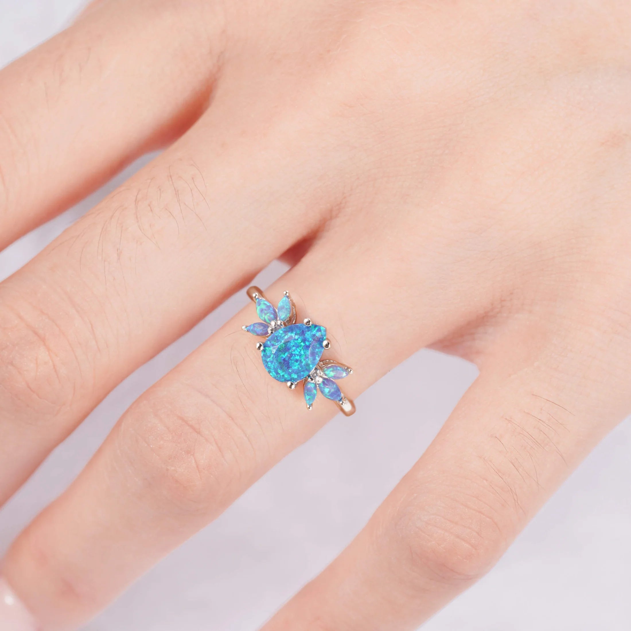 Ivy Royal Blue Fire Opal Ring