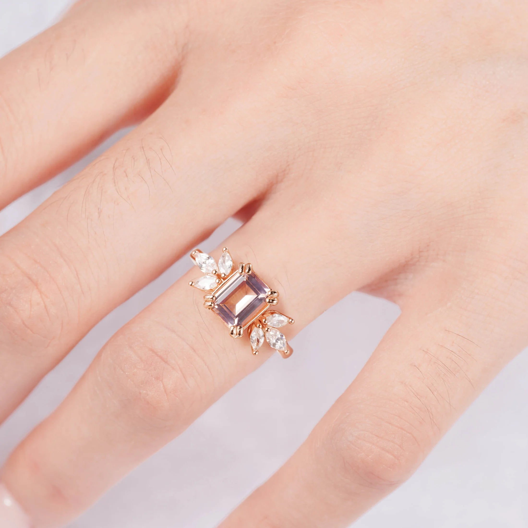 Ivy Morganite Ring Rose Gold