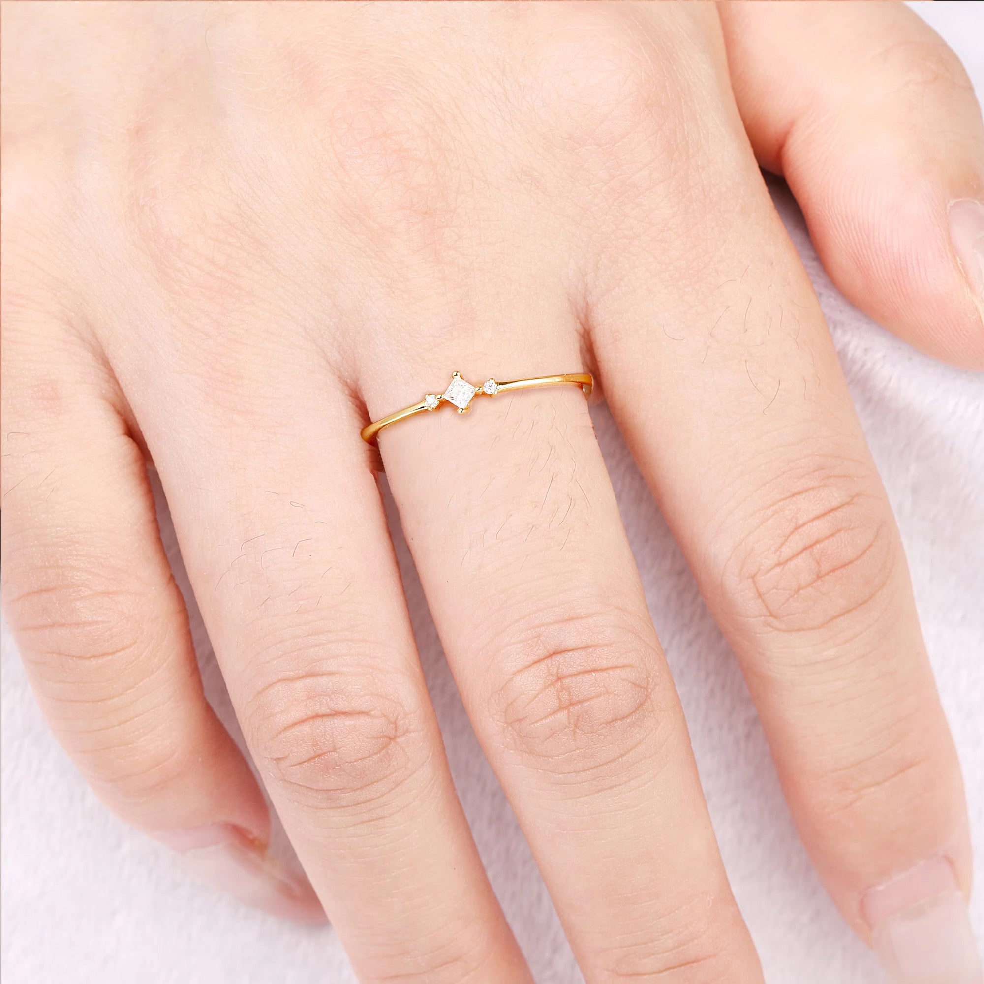 Koi Moissanite Dainty Ring Rose Gold