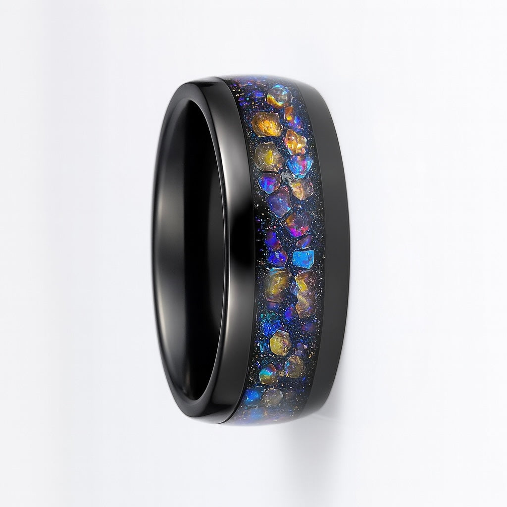 Freya Galaxy Opal Nebula Tungsten Ring