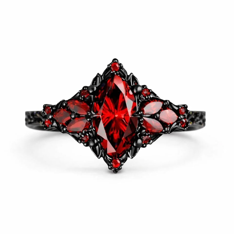 Deanna Natural Garnet Fire Burst Ring