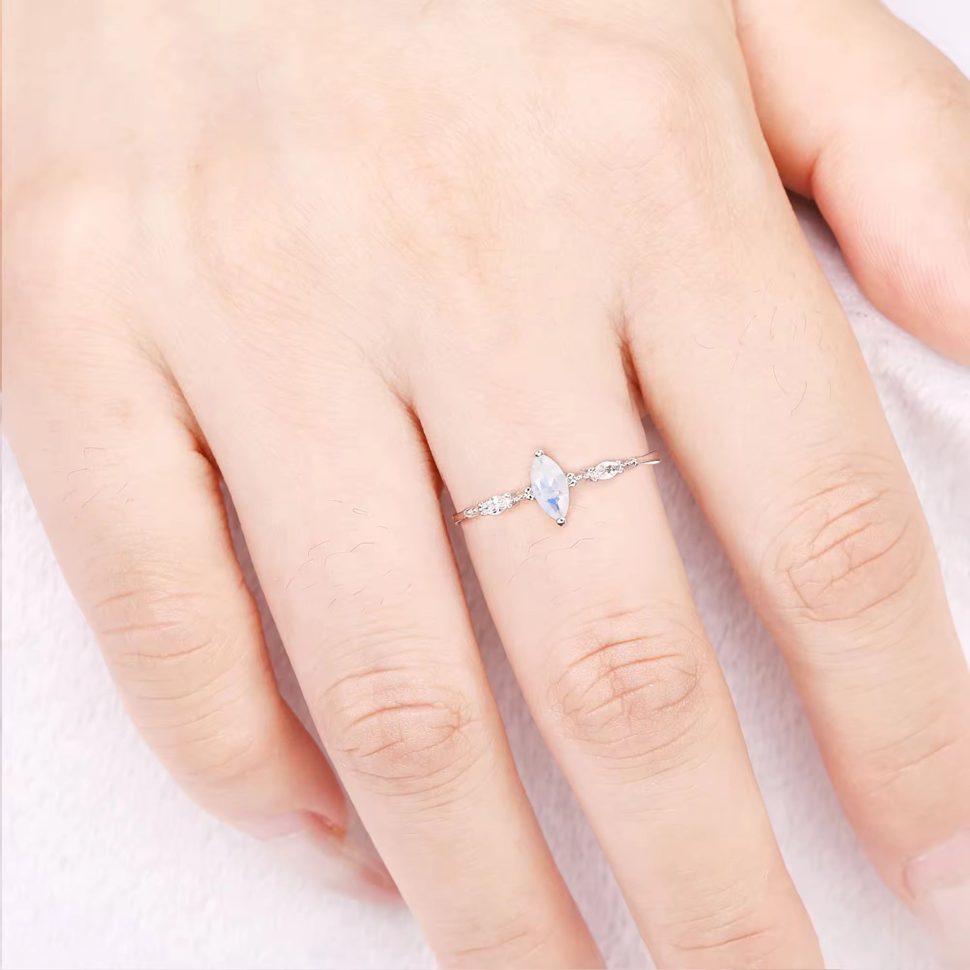 Aya Moonstone Ring Rose Gold