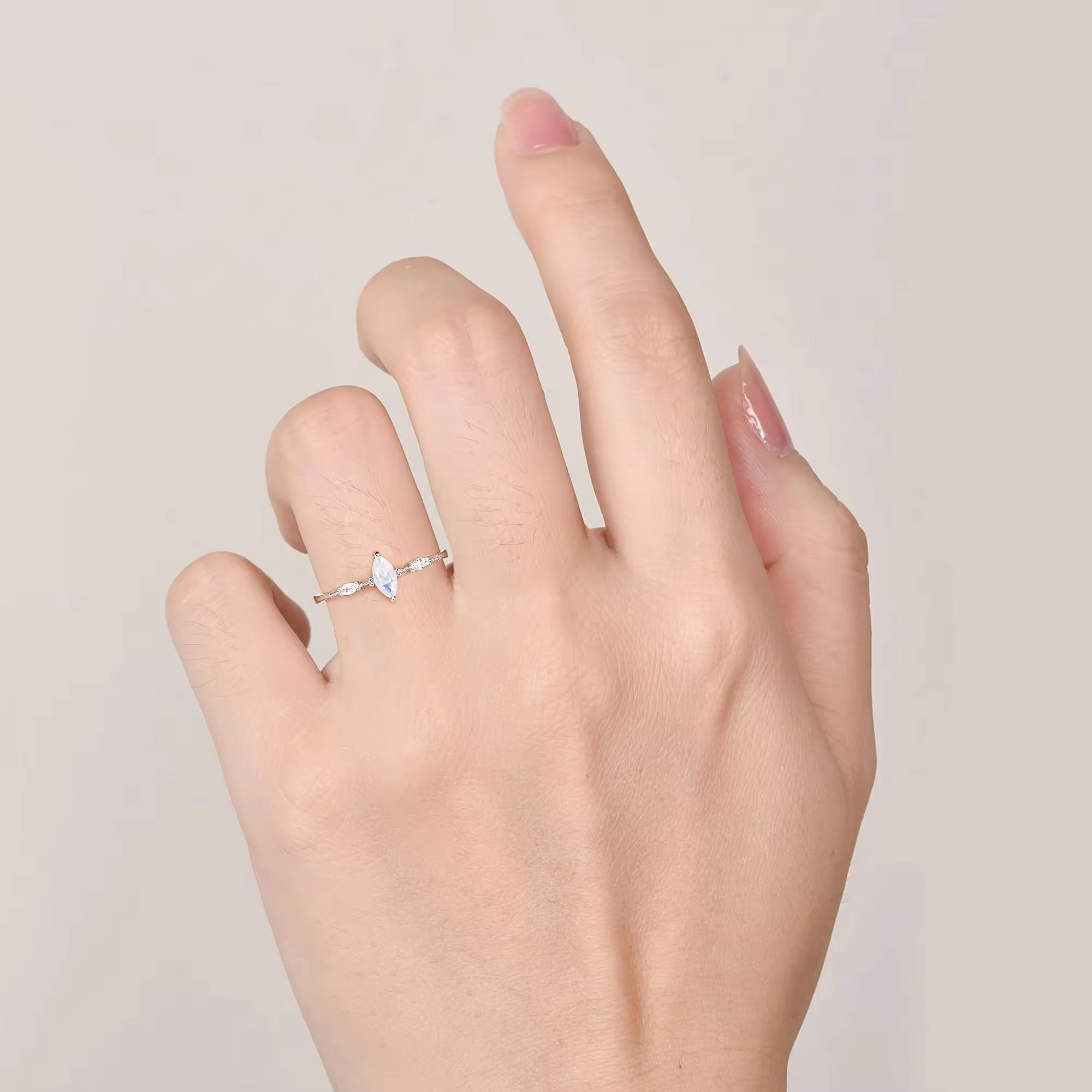 Aya Moonstone Ring Rose Gold