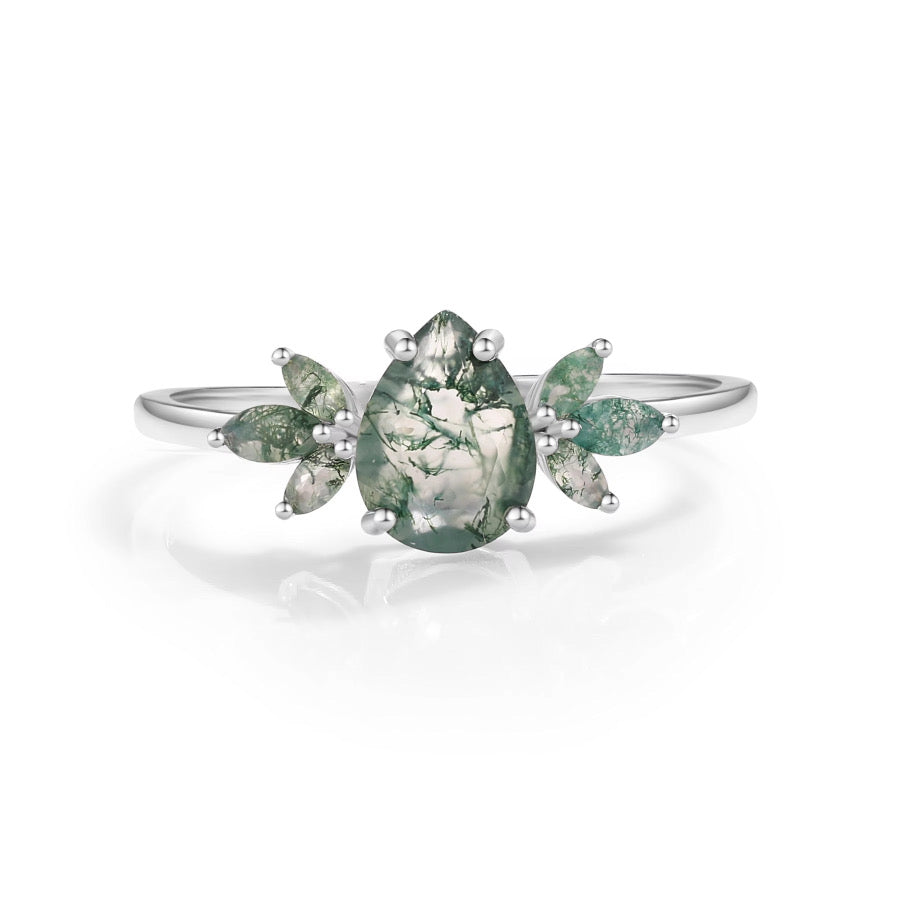 Ivy Moss Agate Quartz Ring Sterling Silver