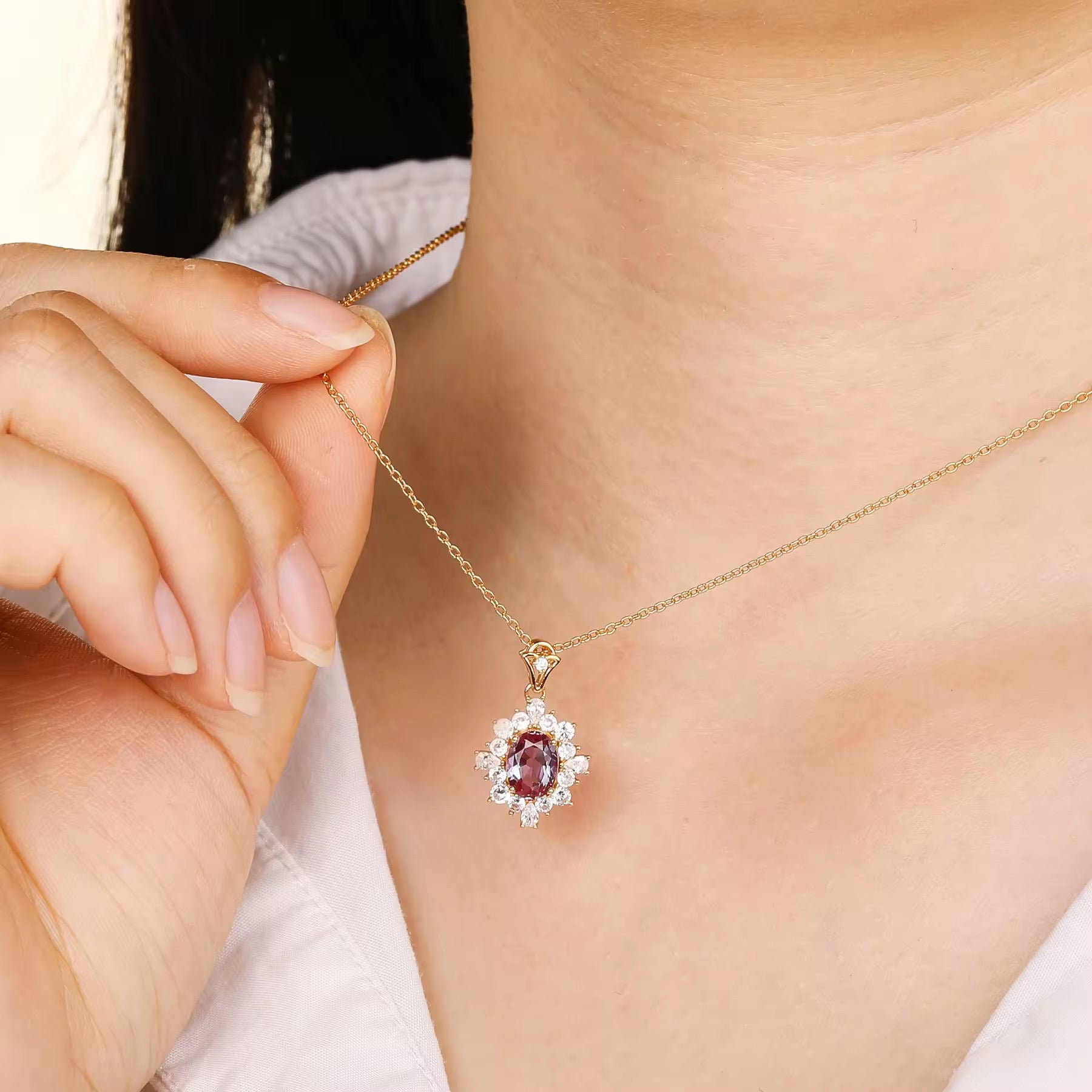 Phi Alexandrite Necklace Sterling Silver