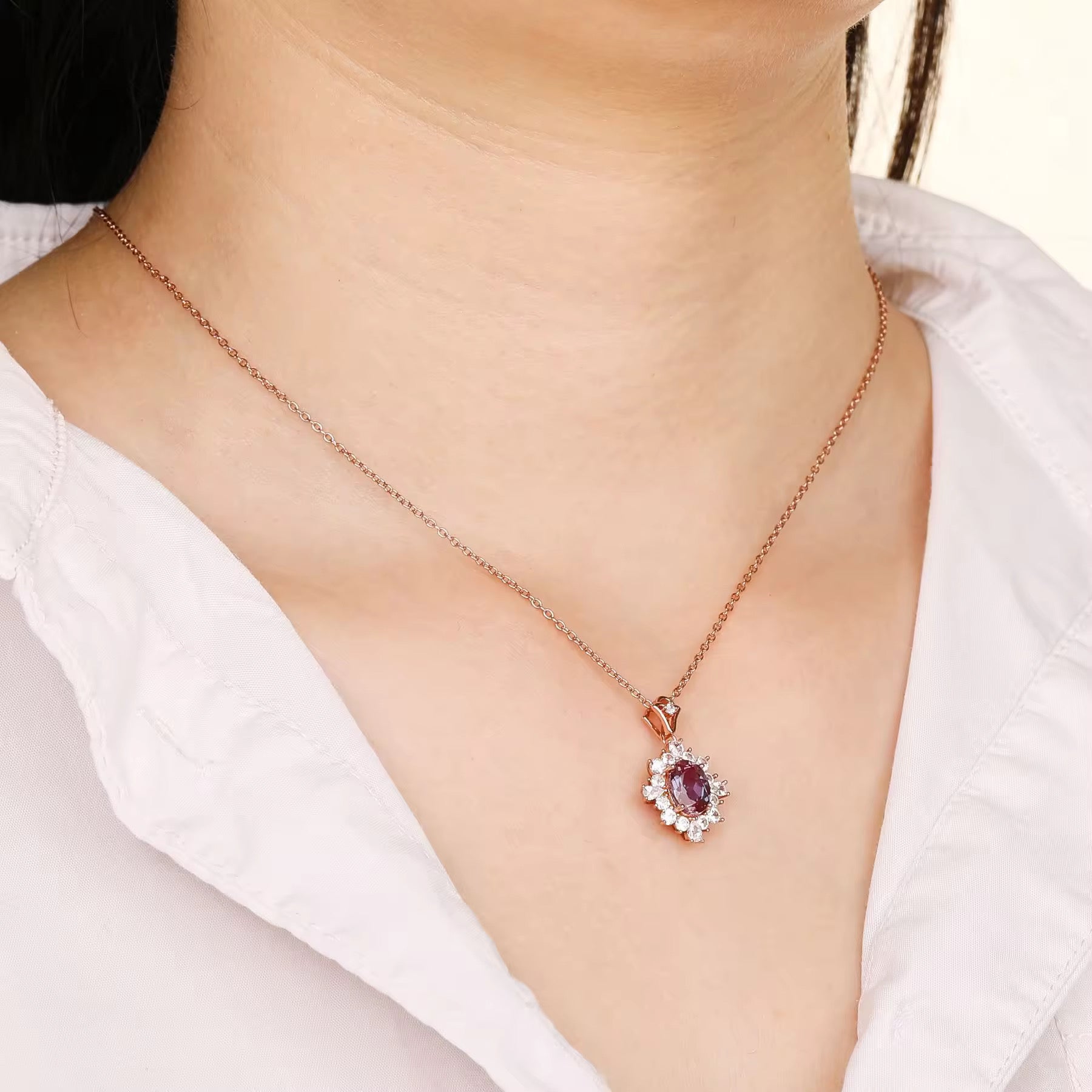 Phi Alexandrite Necklace Sterling Silver