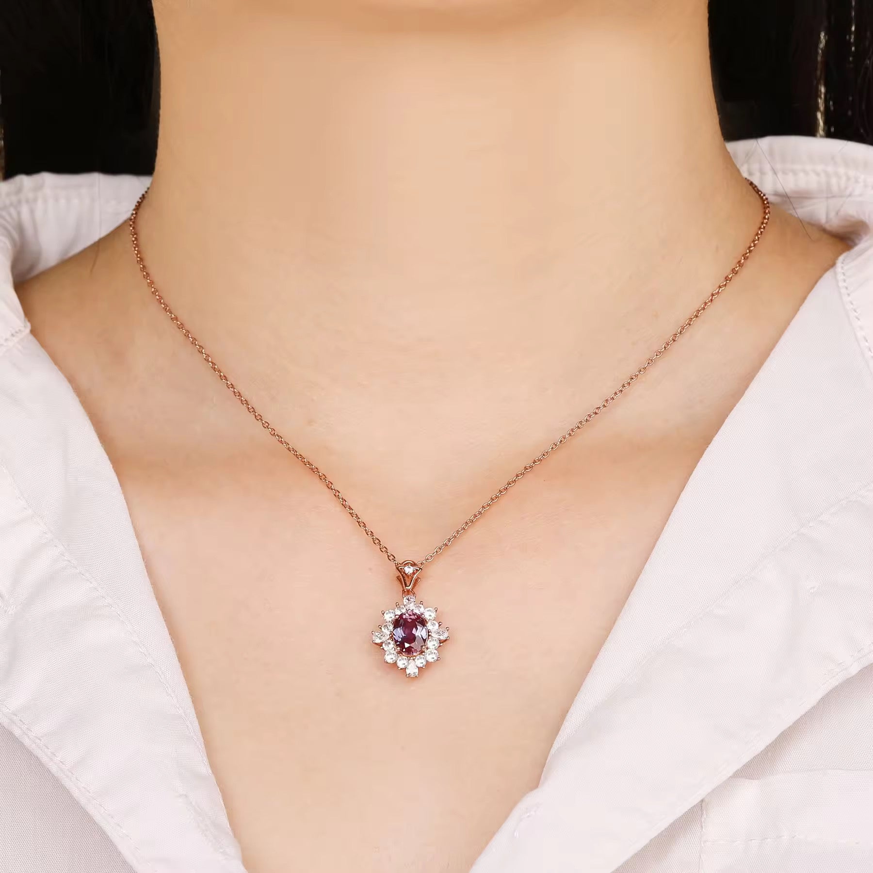 Phi Alexandrite Necklace Sterling Silver