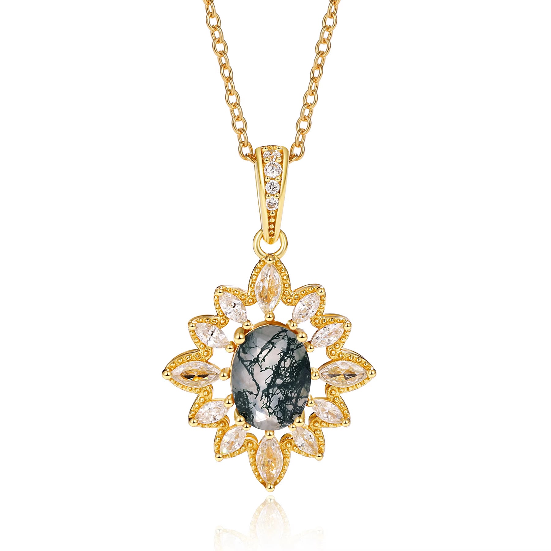 Lai Moss Agate Necklace Gold