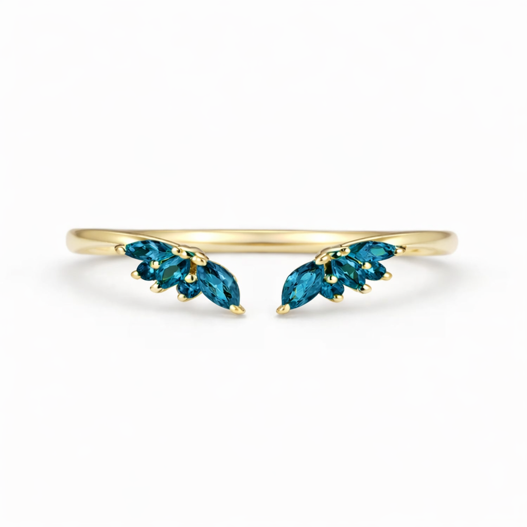 Hye Open London Blue Topaz Stacking Band Gold