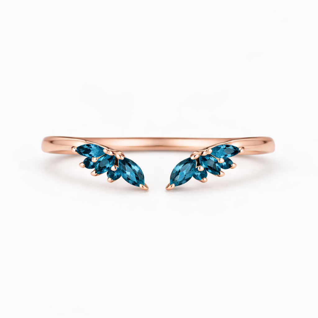 Nia & Hye Black Onyx London Blue Topaz Ring Set