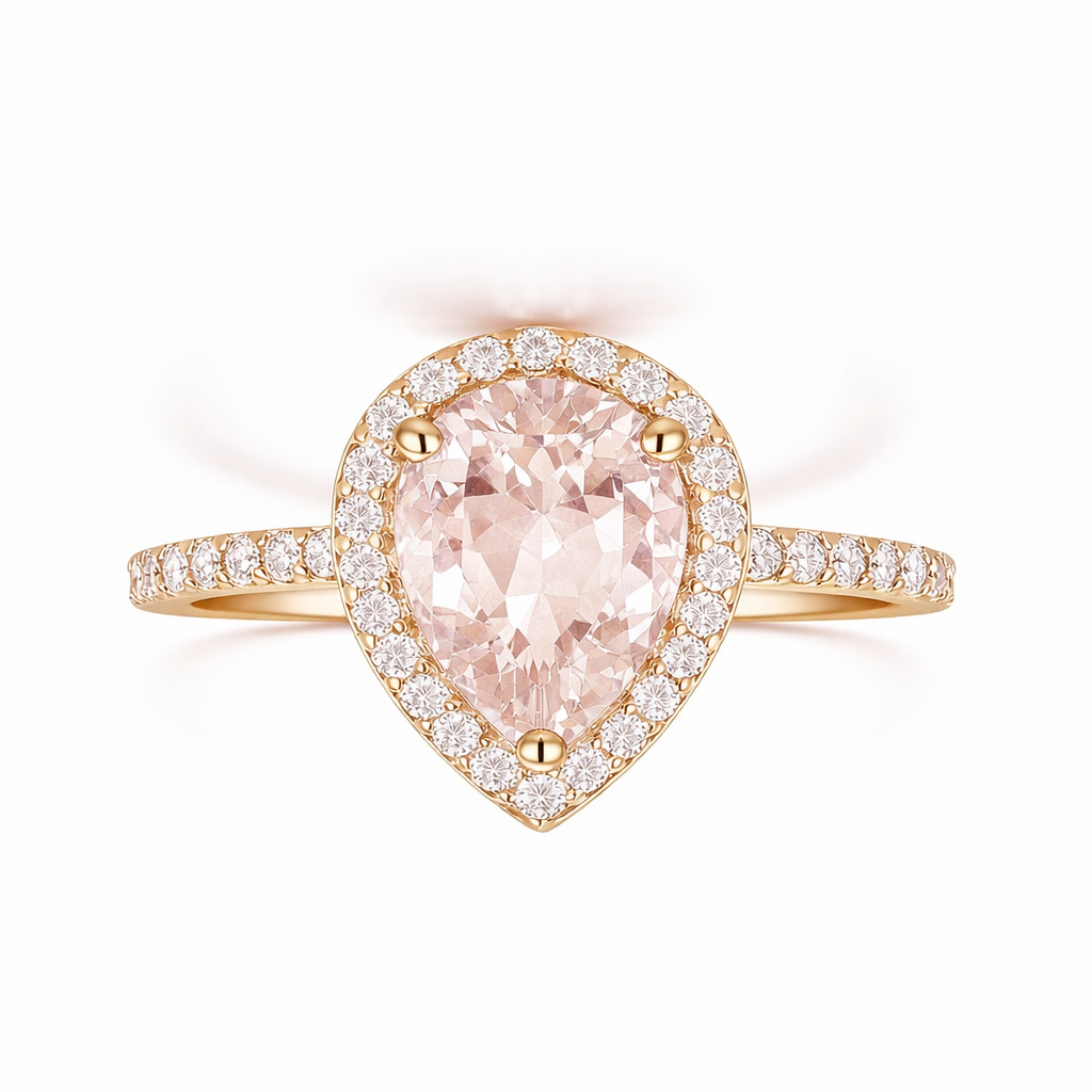 Nia & Hye Morganite Ring Set Sterling Silver