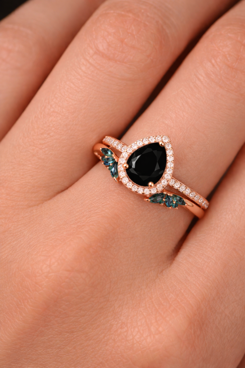 Nia & Hye Black Onyx Ring Set