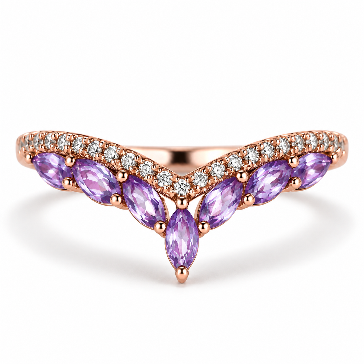 Karma Curved Amethyst Stacking Band